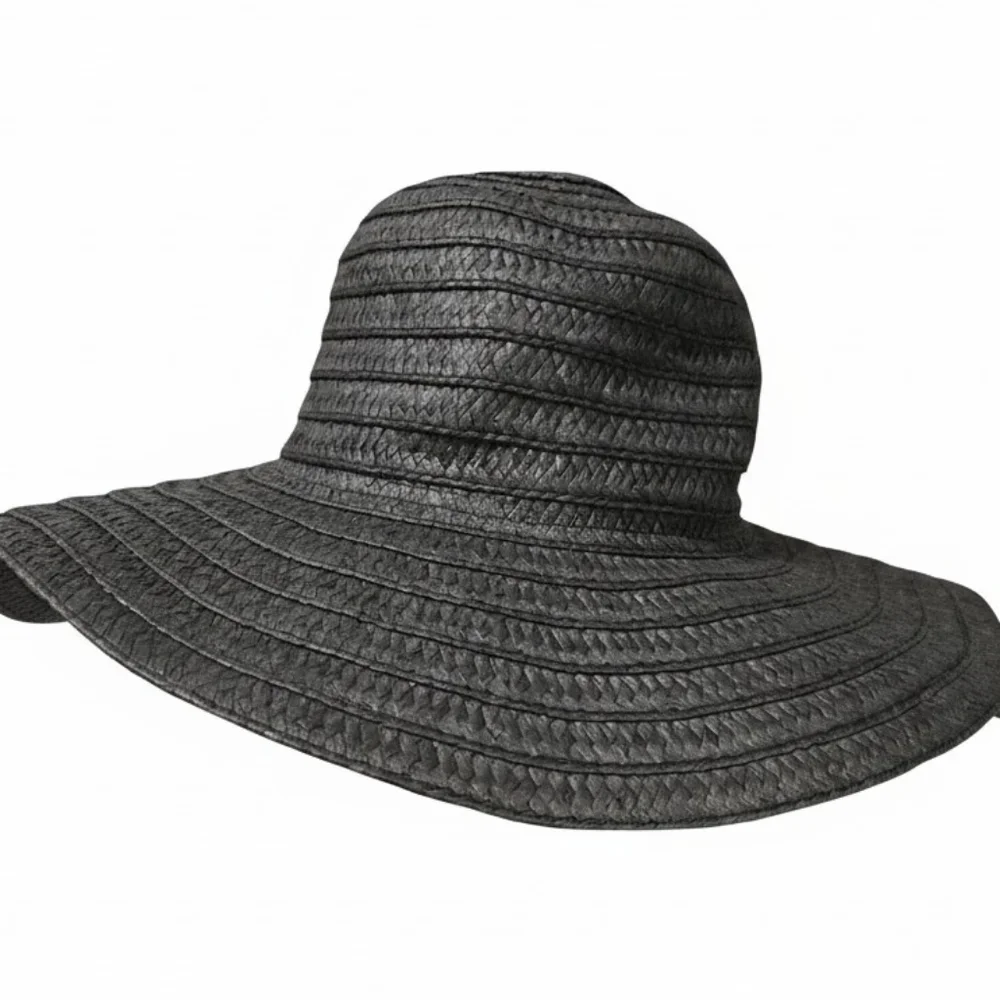 Time and Tru Women's Wide Brim Straw Hat - Black